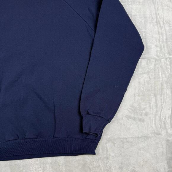 Hanes USA Chenille Patch Crewneck Sweatshirt Navy Vintage Style Size L Retro Y2K - Picture 6 of 8